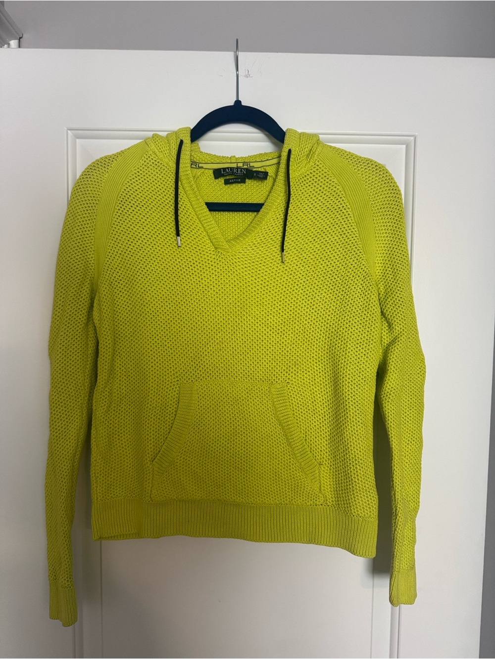 Lauren Ralph Lauren Neon Lime V-Neck Hoodie Sweater